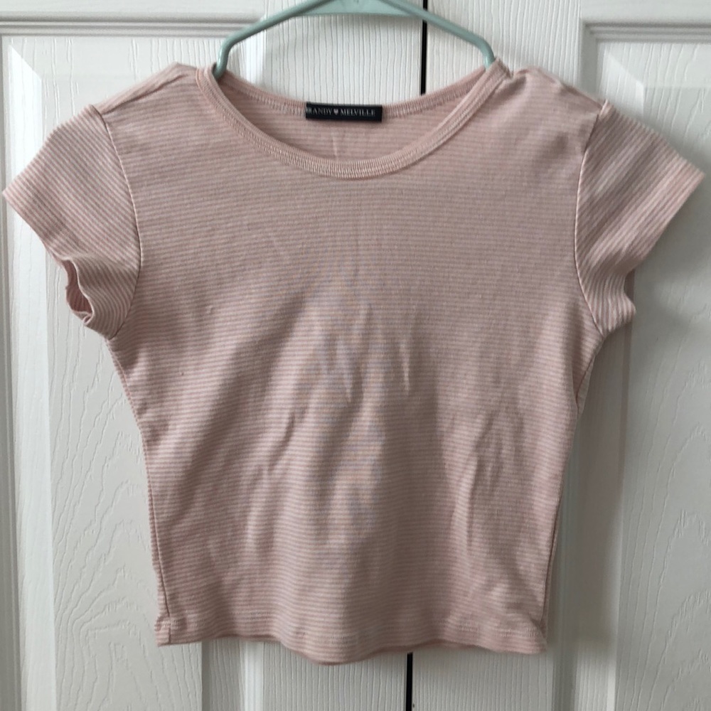 Pink and white striped brandy top